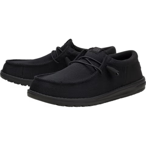 Side view of both Black Mono Wally Mesh Shoes