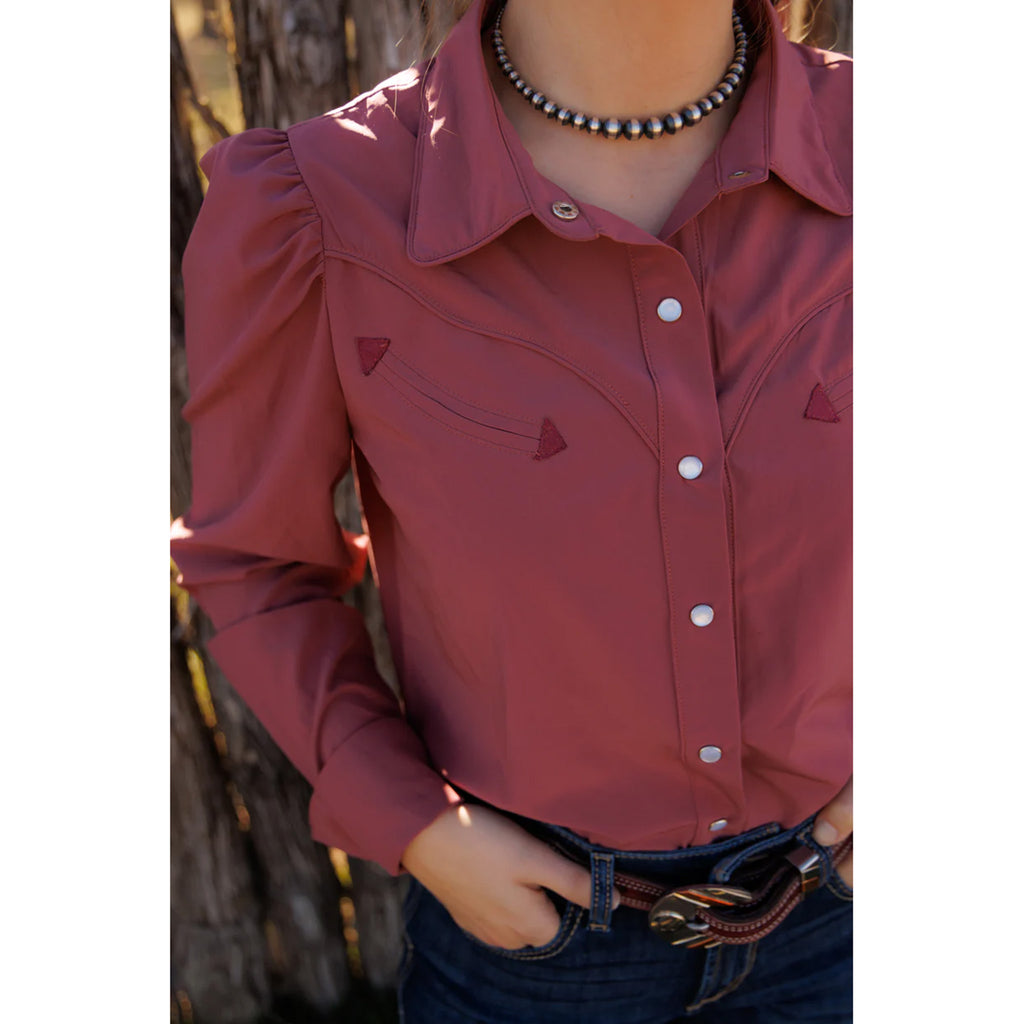 Wine Performance Arrow Snap Long Sleeve Shirt Wine Performance Arrow Snap Long Sleeve Shirt
