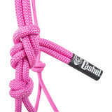 Close up of pink halter tie.