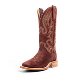 Toe to heel side view of Hyer Women's Augusta Burgundy Roughout Boots