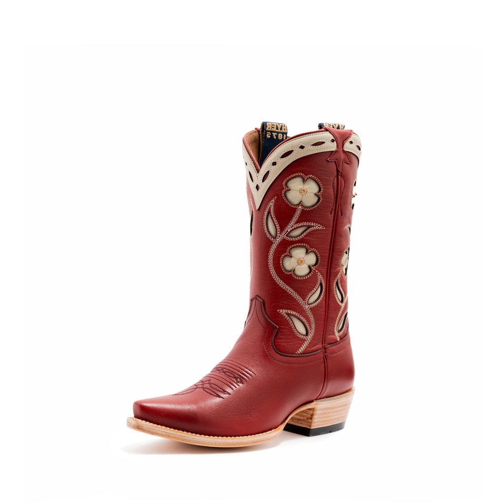 Front and side view of Hyer Women's Cherry Red Hope Western Boots 