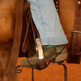 View of Better Band on the riders foot while inside the stirrup