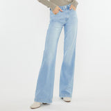 KanCan Women's Light Wide Flare Jeans