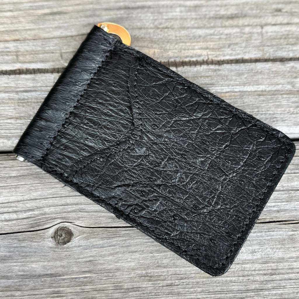 Black ostrich money clip