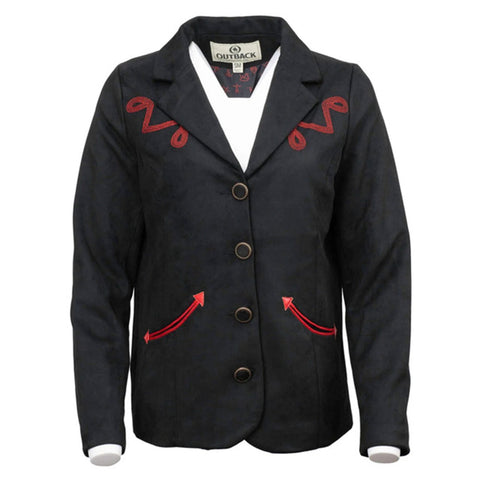 OUTBACK TRADING Women's Loretta Black Jacket with red trim and smile pockets