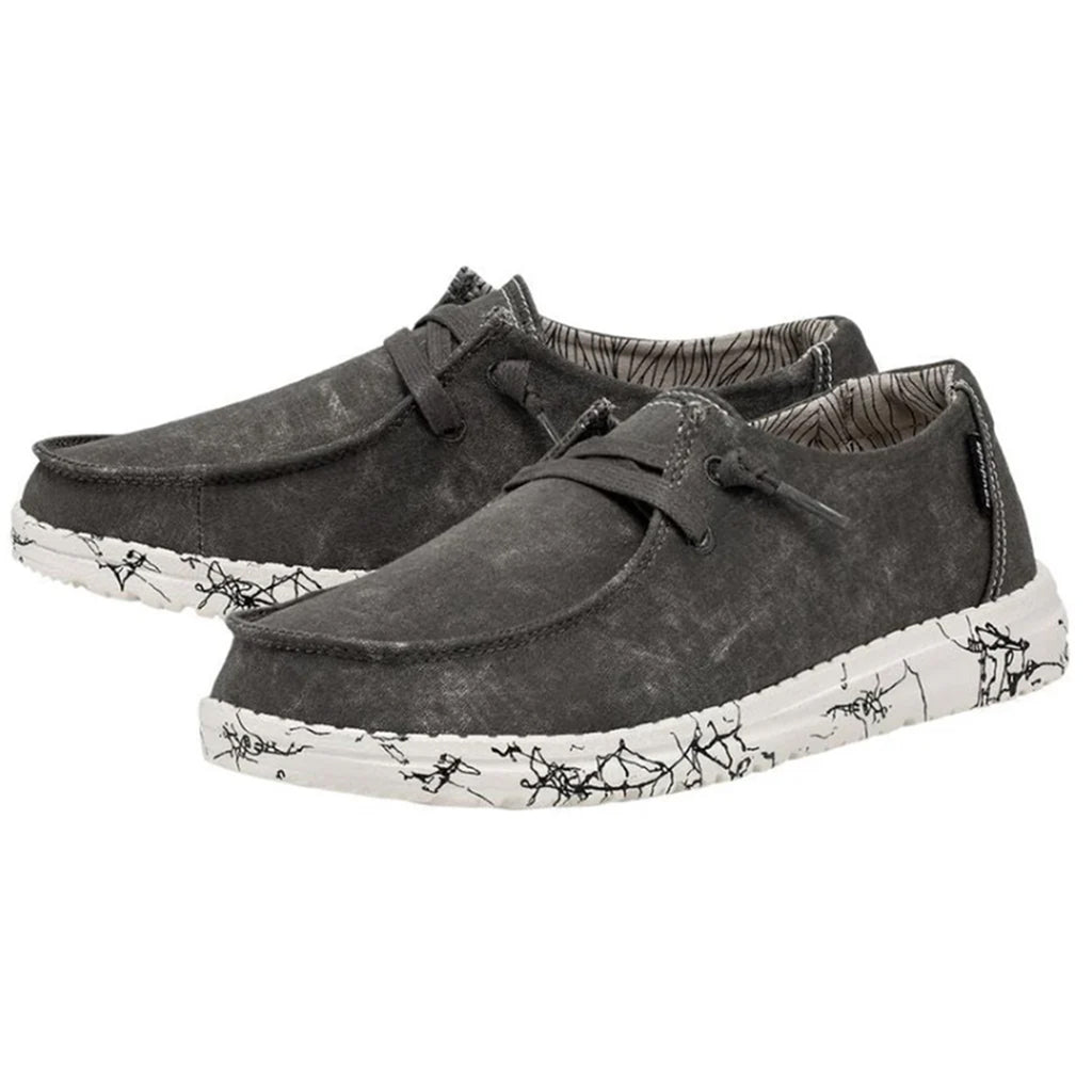 Side view of the moon wash Hey Dude Shoes. 