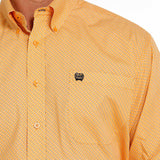 Cinch Men's Orange & White Geo Print Shirt