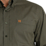 Cinch Men's Olive & Tan & Black Geo Print Shirt
