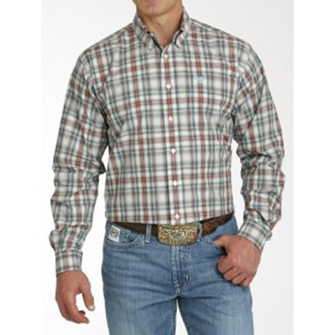 Cinch Men's Multi Stripe Plaid Long Sleeve Shirt