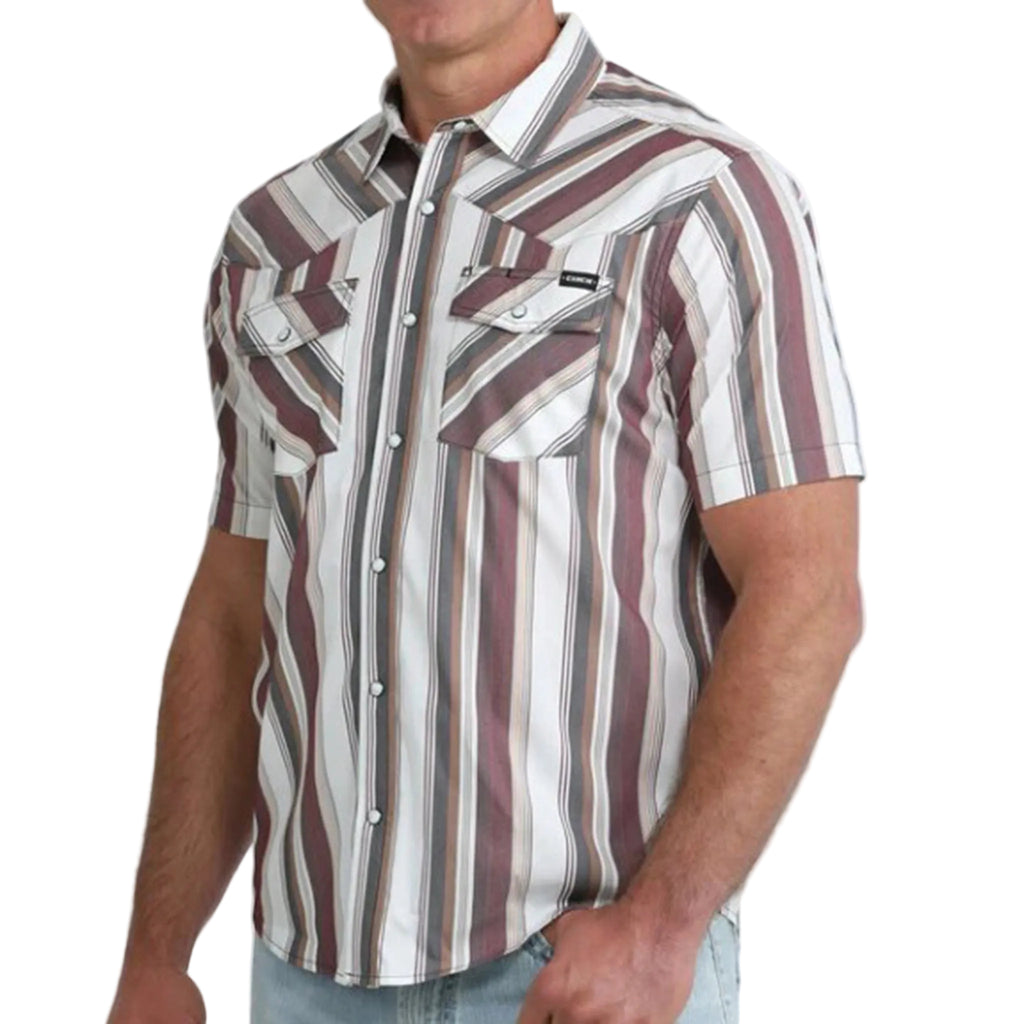 Men's Short Sleeve Colorful Pearl Snap