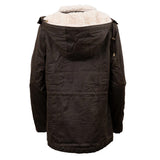 Back of Outback Women’s Woodbury Jacket showing reinforced elbow patches and riding gussets