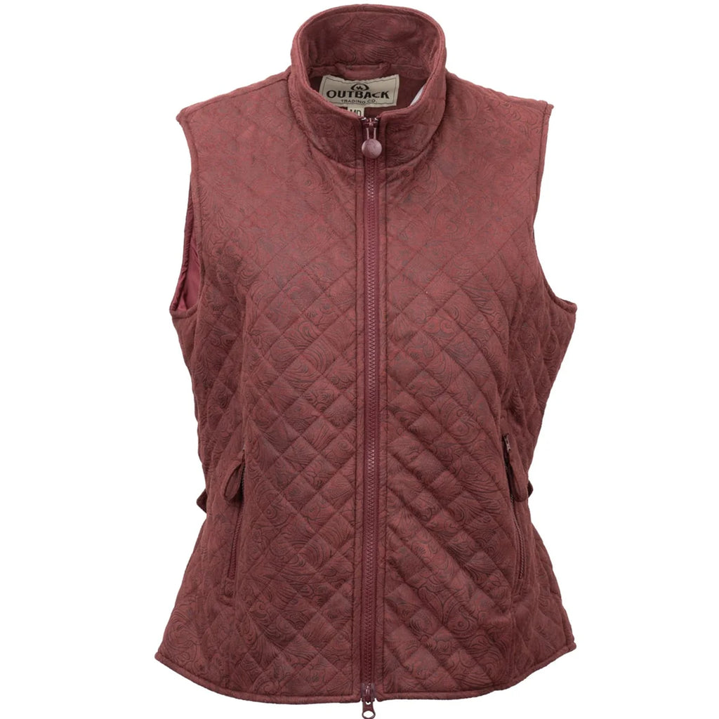 Front view of Women's Rust Microsuede Vest 