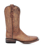 Circle G Men's Distressed Honey Embroidery Square Toe Boots 