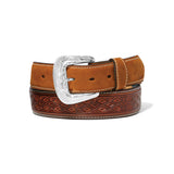 Justin Men's Brown Diamond Tooled Belt
