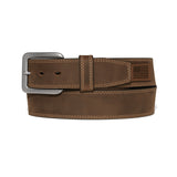 Men's Solid Brown Flag Patch Leather Belt