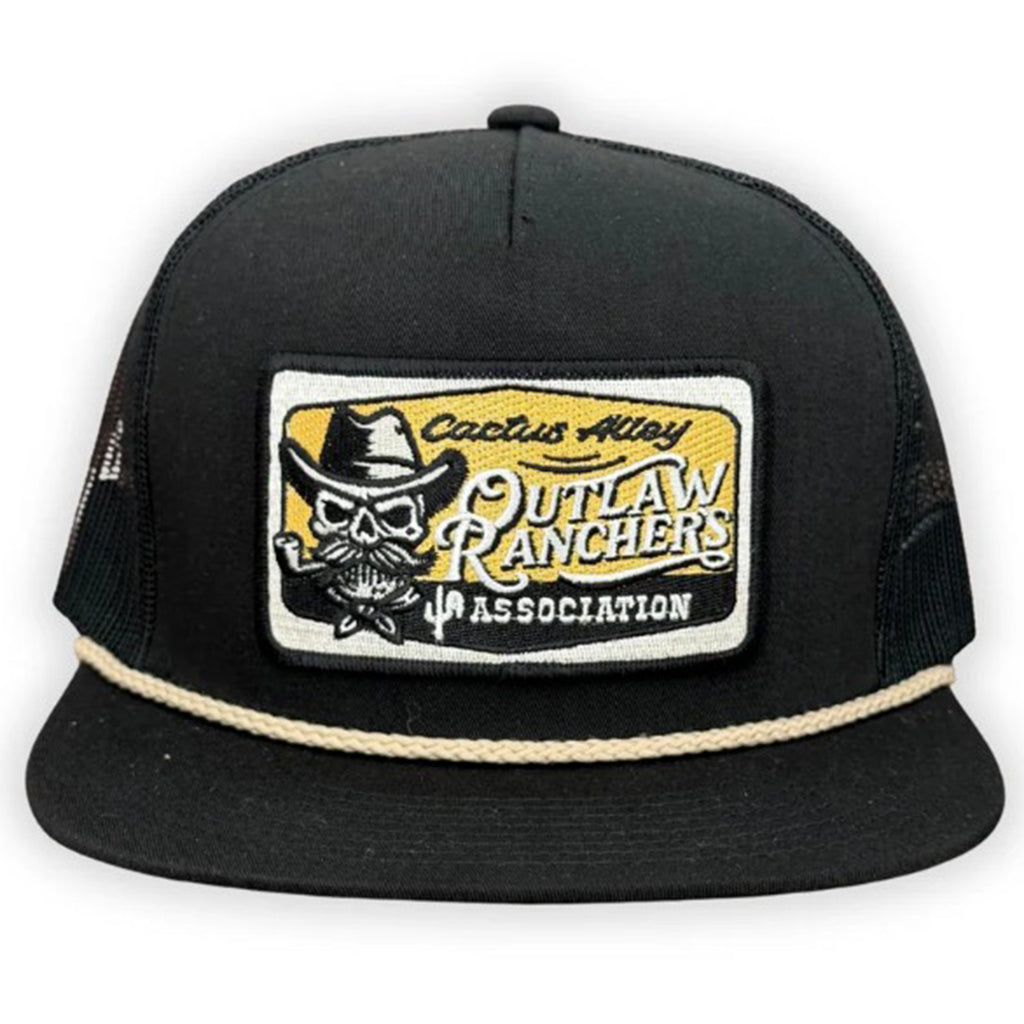 Black Cap with Outlaw Ranchers Patch on White Background