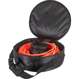 Black breakaway rope bag open with rope inside of it.