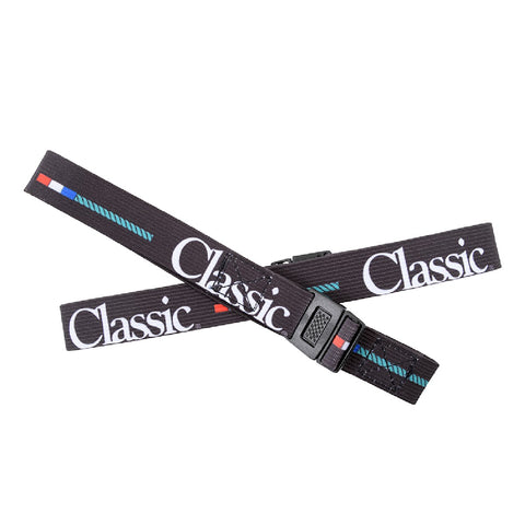Black elastic rope strap with white classic rope logo.