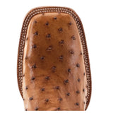Full Quill Ostrich Square Toe With Exotic Leather Design- Toe View