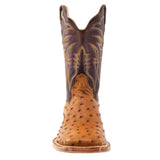 Full Quill Ostrich Square Toe With Exotic Leather Design- Front View