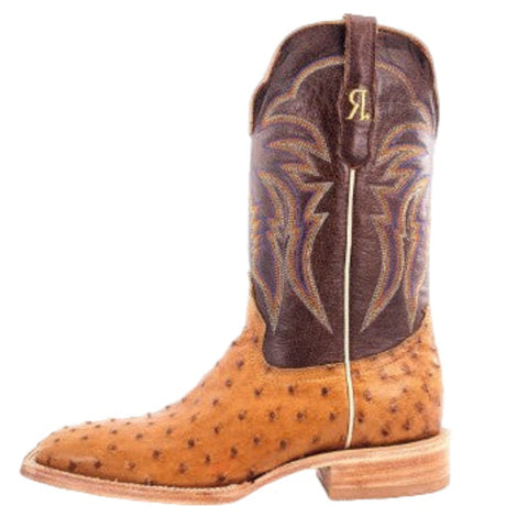 Full Quill Ostrich Square Toe With Exotic Leather Design- Side View