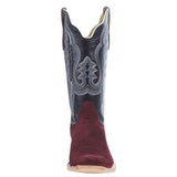 Rhubarb roughout cowhide cutter toe western boots with rugged leather design- Front View