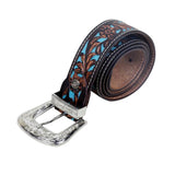 Myra Bags Women's Brown Turquoise Inlay Floral Belt