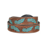 Women's Brown with Turquoise Feather Belt