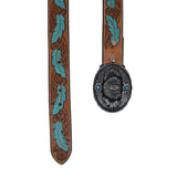 Women's Brown with Turquoise Feather Belt