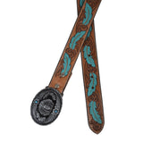 Women's Brown with Turquoise Feather Belt