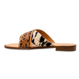 Myra Hide/Tooled Strap Sandals