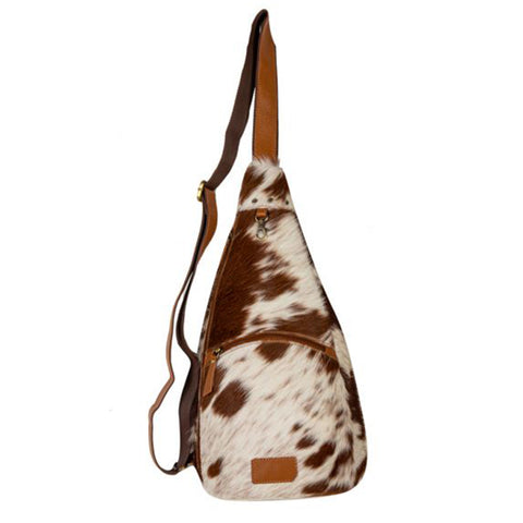 Cullom Trail Hair-on Hide Bucket Sling Bag in Brown