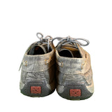Back side view of Charcoal Grey Moccasins. 