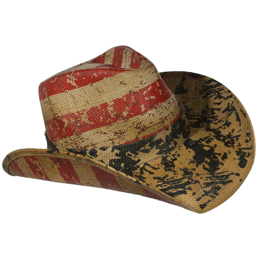 Distressed USA Flag Straw Hat Western Edge, Ltd.