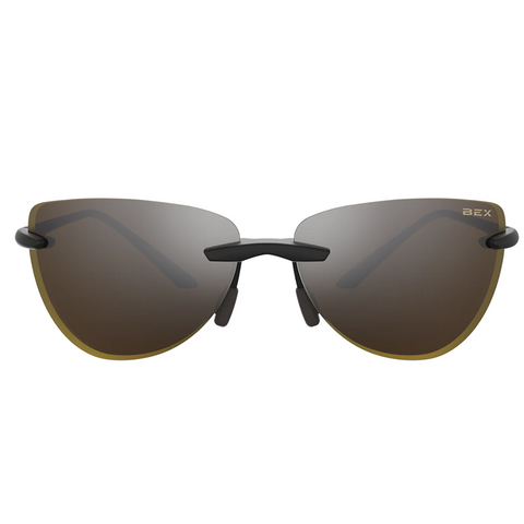 Bex Austyn Sunglasses. They have a black frame and brown tinted lenses.
