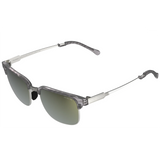 Bex Roger Sunglasses. They have a silver frame with forest tinted lenses.