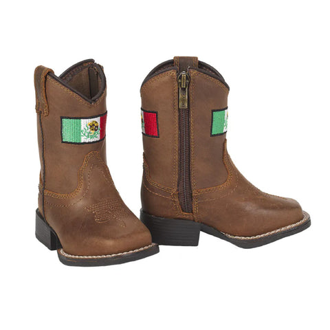 Brown Mexico Flag Kids Boots