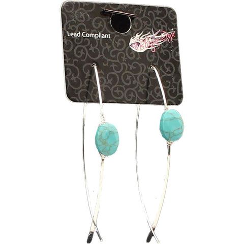 Silver Thread & Turquoise Stone Earrings