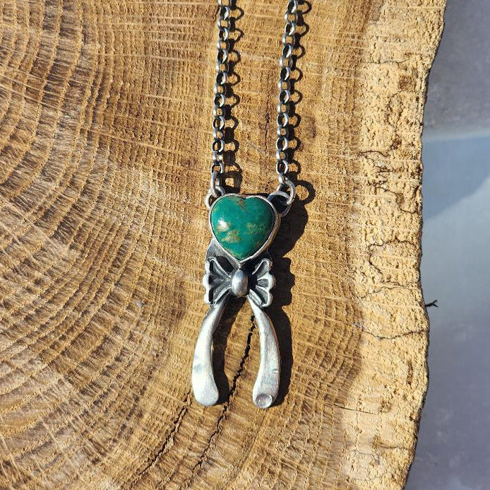 " Riley " Royston Turquoise Heart & Bow Necklace