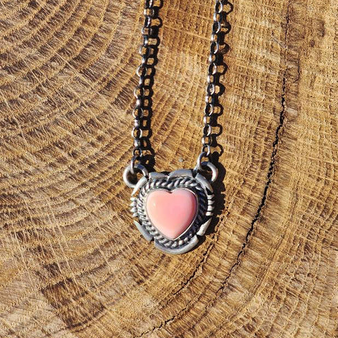 " Pinky " Pink Conch Heart Necklace