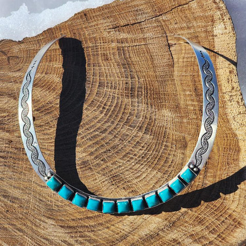 " Adaline " 9 Stone Turquoise Necklace