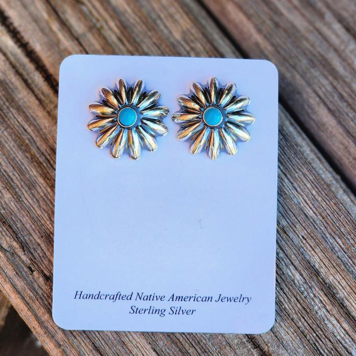 " Brandy " Turquoise Burst Studs