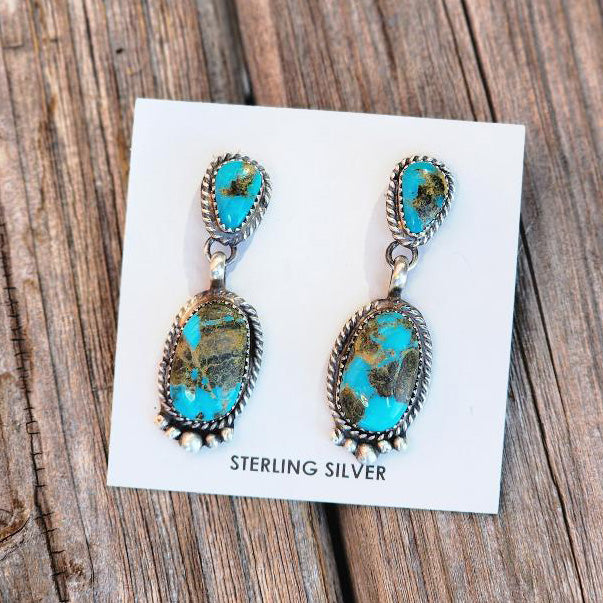 " Arnissa " 2 Stone Turquoise Earrings