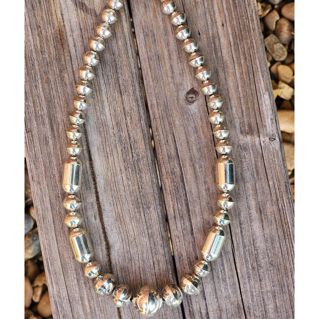 " Lauren " Bench Bead Stamped Necklace