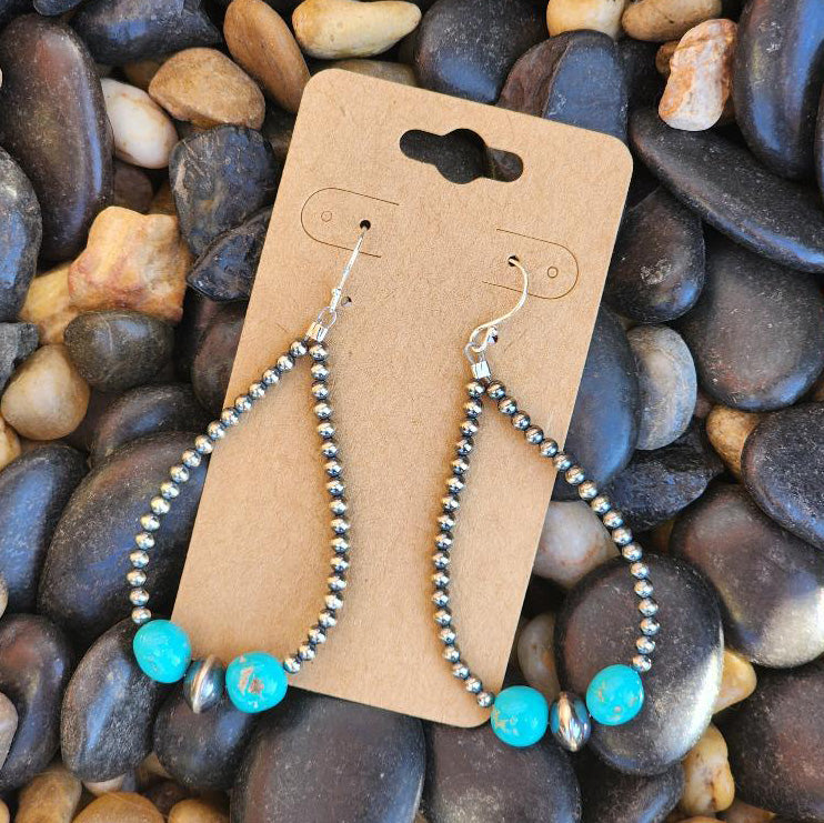 " Fran " Navajo Pearl Turquoise Dangles