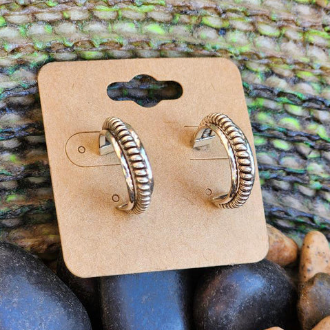 " Bria " Small Silver Hoops