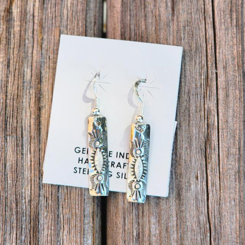 " Dani " Silver Rectangle Dangles