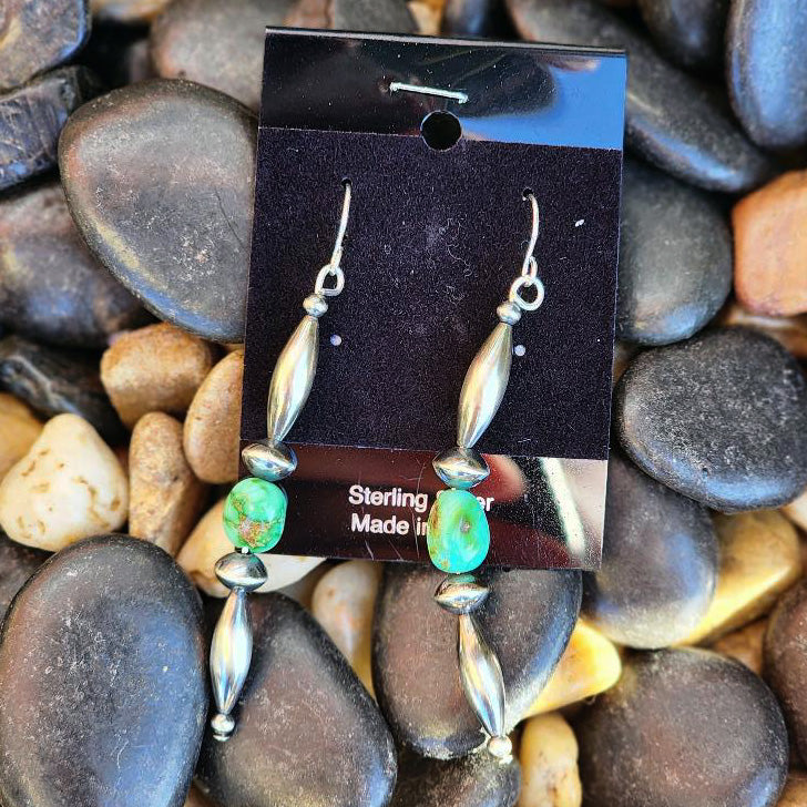 " Shada " Sonoran Gold Turquoise and Melon Bean Dangles