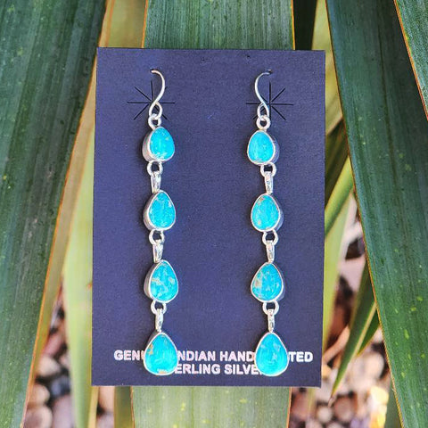 " Halie " Lone Mountain Turquoise Earrings