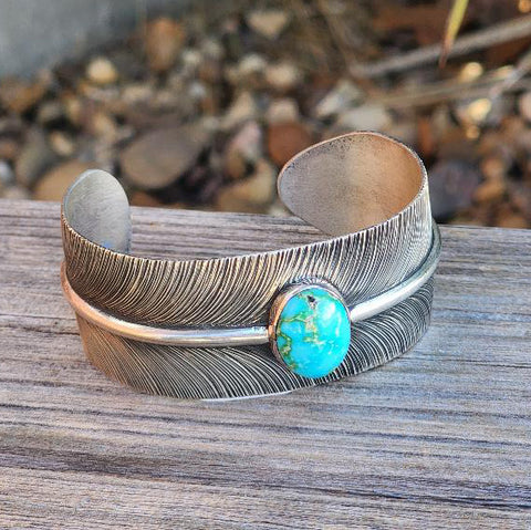 " May " Sonoran Turquoise Feather Cuff